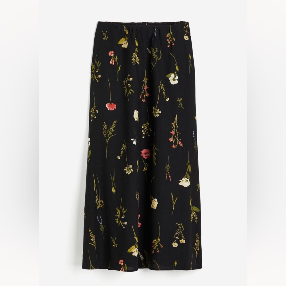Linen Blend Maxi Skirt